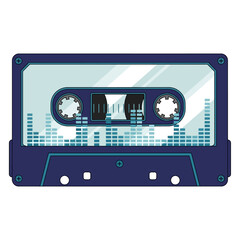 Retro cassette tape vector with sound bar design, symbolizing vintage music, recording, and nostalgia.