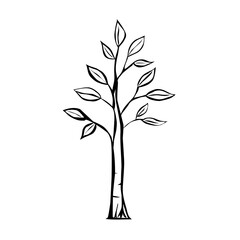 Simple Lineart Tree Illustration with Leaves Sprout Natural Element Icon