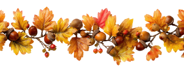 Autumnal garland of leaves and acorns (2)