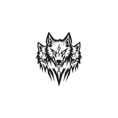 Obraz premium Striking and powerful vector logo illustration featuring three fierce wolf or Cerberus heads vector template
