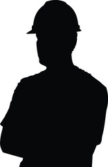 Construction worker wearing hard hat silhouette vector design