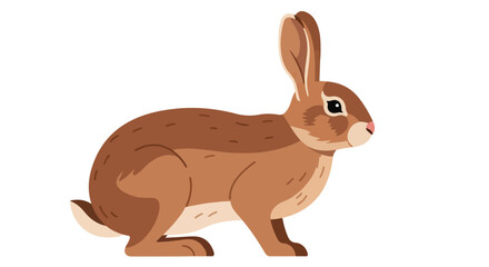 Obraz premium Stylized illustration of a brown hare with long ears in profile pose, conveying a sense of nature and wilderness depicted with clean lines