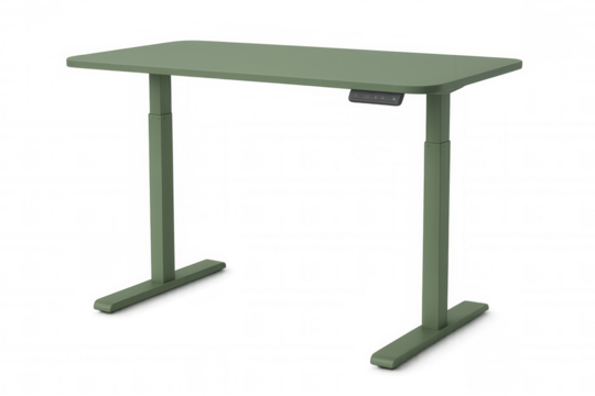 Adjustable standing desk featuring a sleek, modern design with a control panel for effortless height adjustment, promoting ergonomic comfort
