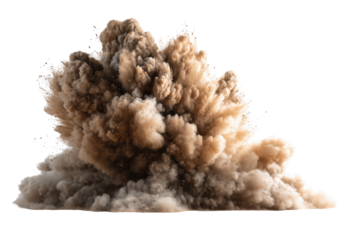 A large, erupting cloud of tan-brown dust