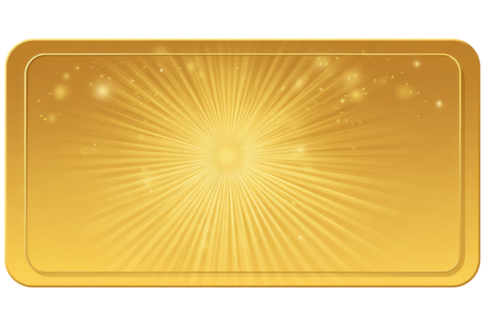 Gold rectangular banner with radiating sunburst