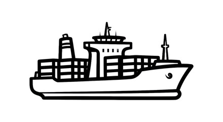 Obraz premium Cargo ship outline illustration