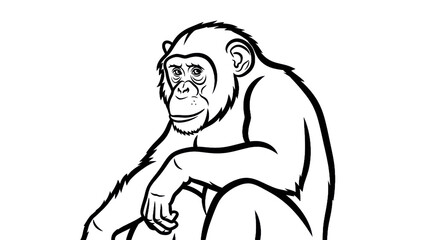 Fototapeta premium Chimpanzee silhouettes outline drawing