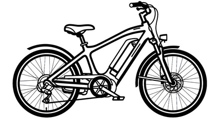 Electric bicycle outline illustration