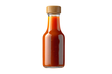 a bottle of sauce with a wooden lid