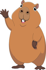 cute capybara waving cartoon