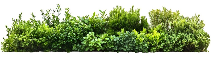 Obraz premium Lush Green Hedge, Variety of Shrubs, Foliage Border