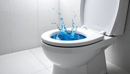 水が溢れる故障したトイレ