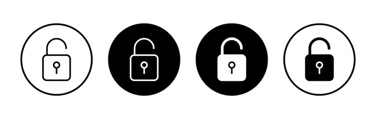 Unlock icon symbol for apps and websites. Unlock sign and symbol. unlocked padlock icon