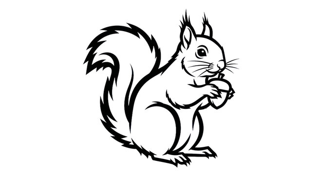 Outlined squirrel holding nut