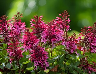 Fototapeta premium Vibrant pink flowers in a garden setting (1)