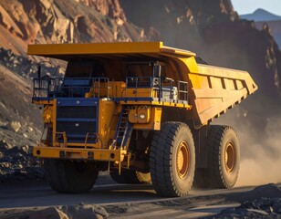 Fototapeta premium Large mining truck on open pit