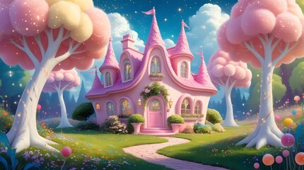 fantasy landscape with magic lamp