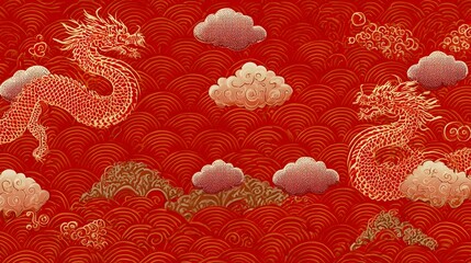 Background chinese new year banner vector pattern dragon scales and cloud