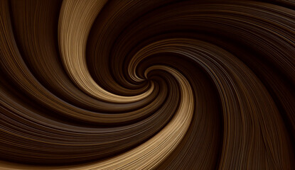 Abstract swirling vortex of rich brown and tan textures creating a hypnotic spiral pattern