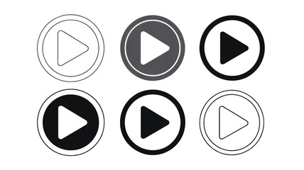 Modern play button icons for digital media and UI design