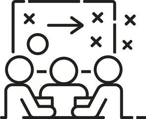 Business strategy planning illustration with teamwork meeting, project management discussion, 