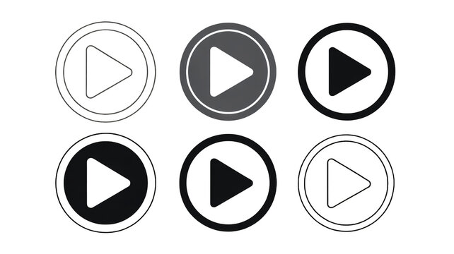 Modern play button icons for digital media and UI design