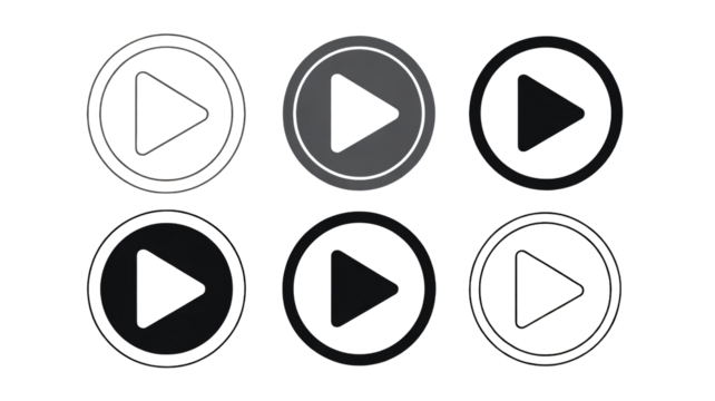 Modern play button icons for digital media and UI design