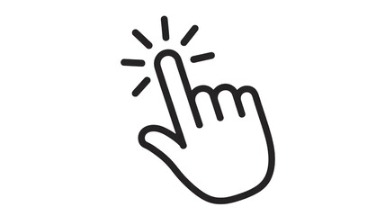 Simple line art cursor clicking with animated sparkle effect