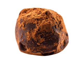 Chocolate Truffle with Cocoa Powder Dusting, isolated on transparent background.