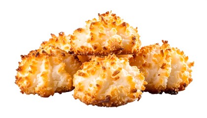 Golden coconut cookies piled high