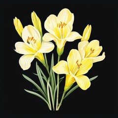 Fototapeta premium an AI Image Generator, Elegant Illustration of Freesia Flowers
