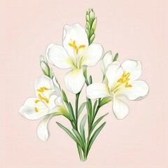 Fototapeta premium an AI Image Generator, Elegant Illustration of Freesia Flowers