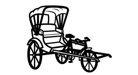 Fototapeta premium Vintage bicycle rickshaw outline
