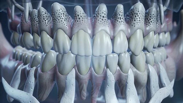 Human Teeth Closeup with 3D Render.
