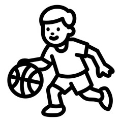 Dribbling Basketball Line Icon of Youth Sports Icon Set