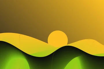 Selbstklebende Fototapeten Melone yellow green abstract gradient sunrise landscape waves  © Welcome to the home 