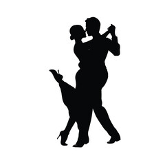 Diverse couples dancing in silhouette against a clean white background illustration isolated on white background
