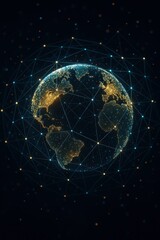 Obraz premium Futuristic digital sphere with interconnected network nodes and glowing particle connections
