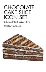 Chocolate cake slice Logo vector Icon set 
