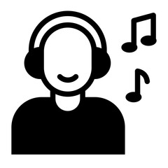 Music Listener Line Icon of Fan & Audience Icon Set