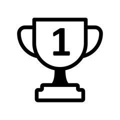 Number One Trophy Line Icon of Trophy & Medal Icon Set