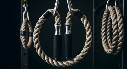 Gym Workout concept: Unbranded jump rope in perfect circle, natural lighting, deep focus, ultrasharp textures. Clean composition, copy space, noise-free, suitable for fitness stories.