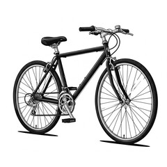 Fototapeta premium An illustration in a clean anime style of a black bicycle with a white background.