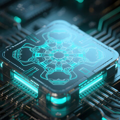 Futuristic Neon Tech Processor Core