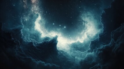 Celestial Cloudscape: A Mystical Night in the Cosmos