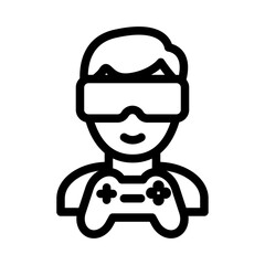 Multiplayer AR Gaming Line Icon of Augmented Reality Games Icon Set