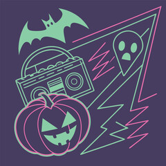 1980s Neon Halloween Aesthetic
