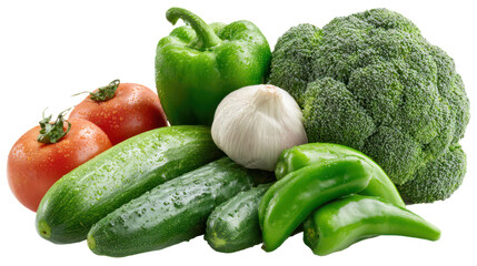 Assortment of fresh vegetables isolated on transparent background