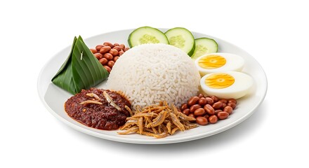 Delicious Nasi Lemak Platter with Various Components.