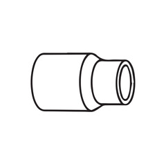 Minimalist vector artwork depicting pipe joint structure, black and white style with heavy outlines, suitable for plumbing illustrations, manuals, or digital industrial projects.